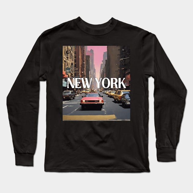 new york street retro nyc Long Sleeve T-Shirt by PetLolly